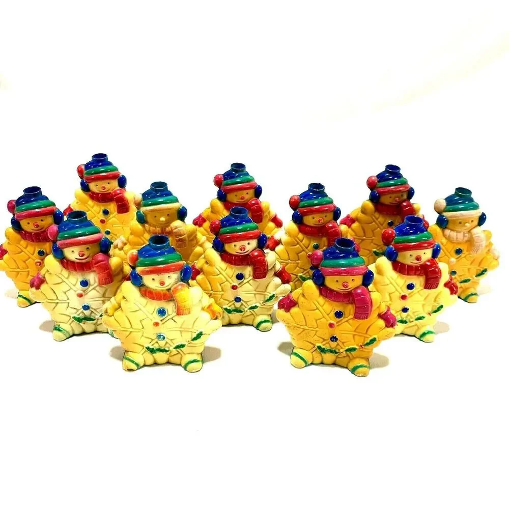 12 Vintage Snowman Christmas Light Covers Snowflake 3